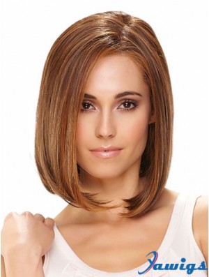 Lace Front Chin Length Straight Brown Hairstyles Bob Wigs