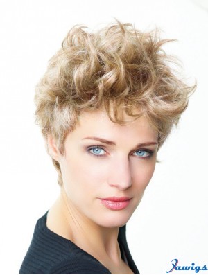 Curly Boycuts Short Blonde Trendy Lace Front Wigs