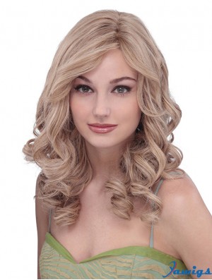 Long Curly Without Bangs Designed Blonde Lace Front Wigs