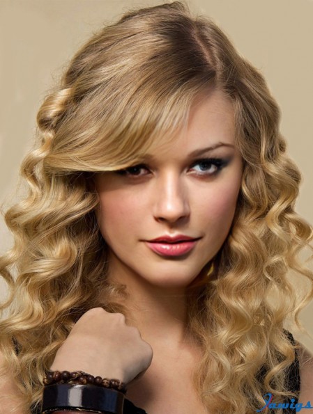 Lace Front With Bangs Curly Long Blonde Flexibility Taylor Swift Wigs