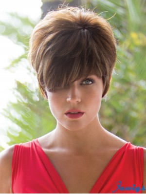 Brown 8 inch Trendy Short Wavy Boycuts Lace Wigs