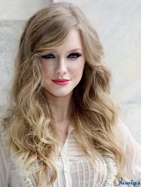 100% Hand-tied With Bangs Wavy Long Blonde Great Taylor Swift Wigs