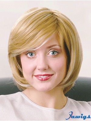 Bobs Chin Length Straight Blonde 12 inch Good Monofilament Wigs