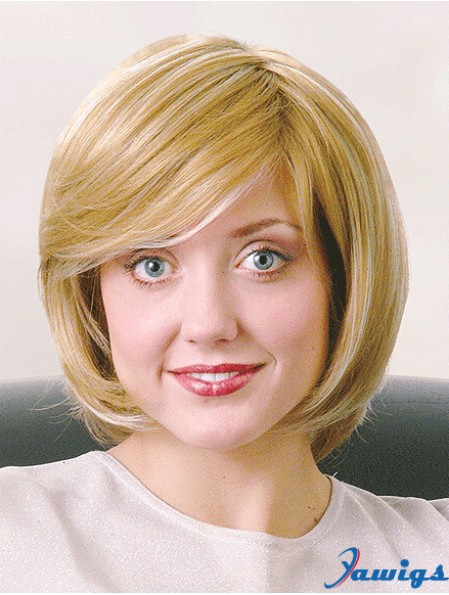 Bobs Chin Length Straight Blonde 12 inch Good Monofilament Wigs