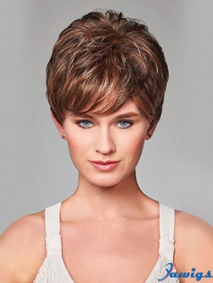 Wavy Short Brown 8 inch Monofilament Beautiful Bob Wigs