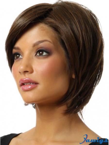 Capless Chin Length Straight Brown New Bob Wigs