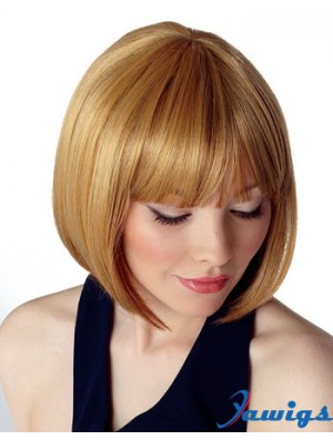 Capless Chin Length Straight Blonde Durable Bob Wigs