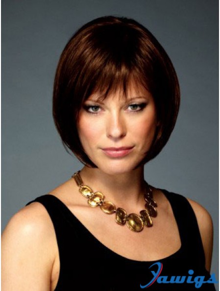 Capless Chin Length Straight Auburn Stylish Bob Wigs