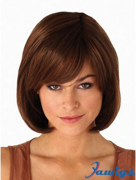 Capless Chin Length Straight Auburn Modern Bob Wigs