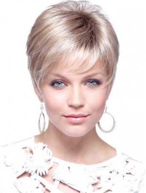 Womens Wigs UK With Capless Cropped Length Blonde Color