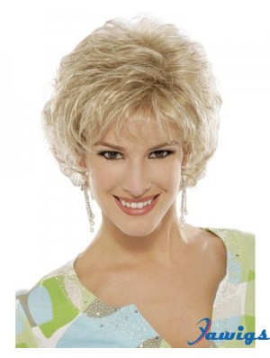 Blonde Curly Wig With Capless Short Length Classic Cut