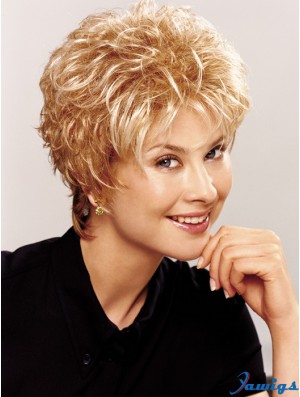 Great Wavy Boycuts Short Beautiful Blonde Synthetic Wigs