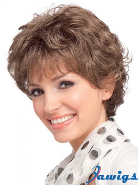 Modern Auburn Short Wavy Layered Human Hair Wigs