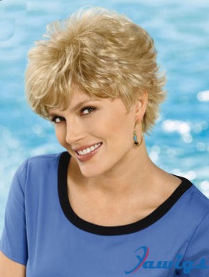 6 inch Cheap Wavy Layered Blonde Short Wigs