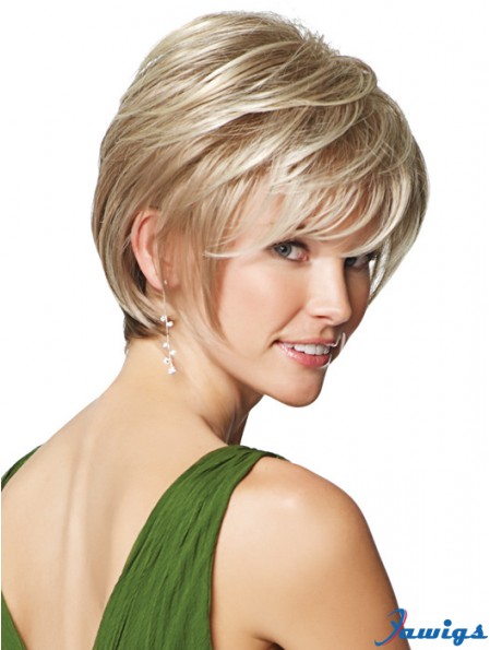 Beautiful 9 inch Cheap Straight Layered Blonde Short Wigs