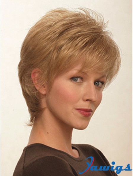 Layered Straight Blonde Capless Suitable Short Wigs