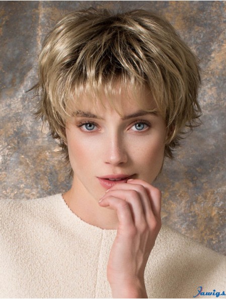 8 inch Sleek Straight Layered Blonde Short Wigs