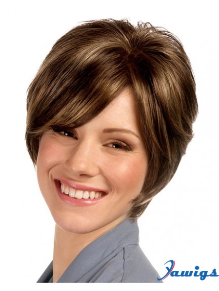 Short Straight Capless Brown Great Bob Wigs