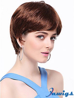 Boycuts Straight Auburn Capless Top Short Wigs