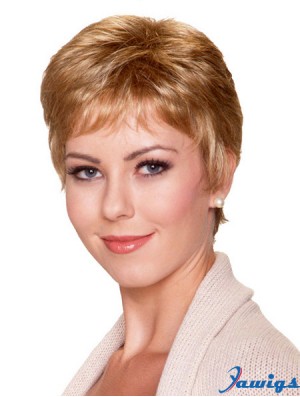 6 inch Good Straight With Bangs Blonde Short Wigs