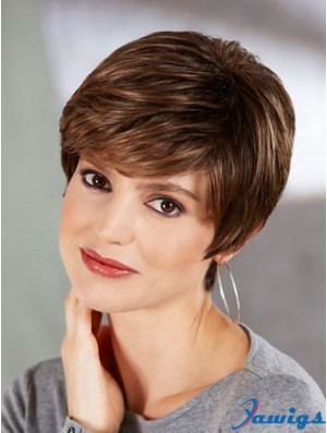 Boycuts Straight Brown Capless Perfect Short Wigs