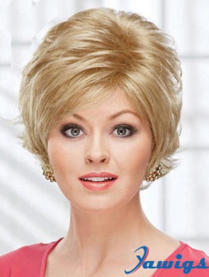 8 inch Beautiful Wavy Layered Blonde Short Wigs