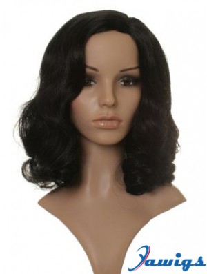 Style Black Shoulder Length Wavy 14 inch Without Bangs Celebrity Wigs