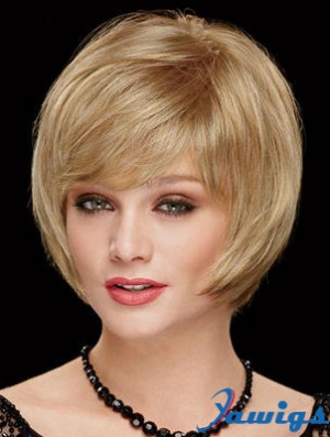 Chin Length Bobs 8 inch Straight Blonde Medium Wigs