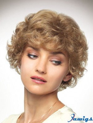 Chin Length Layered 10 inch Curly Blonde Medium Wigs