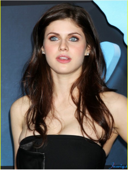 Discount Brown Long Straight 18 inch Without Bangs Alexandra Daddario Wigs