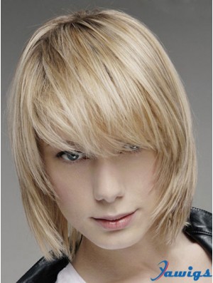 Blonde Lace Front Straight Men Hand Tied And Mono Top Human Hair Wig