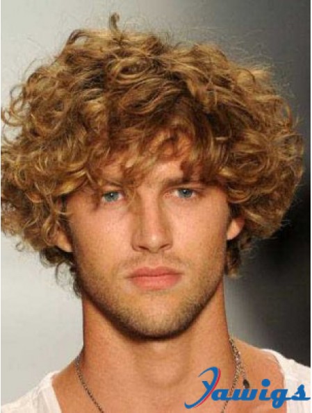 Blonde 8inch Curly Layered Capless  Mens Wigs