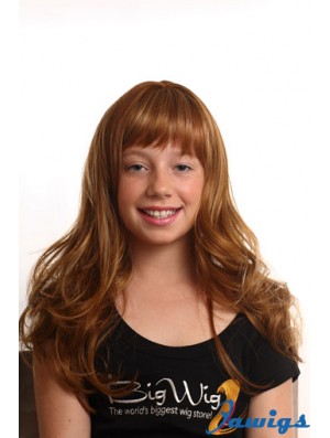 Wavy Long Auburn Synthetic Capless Kids Wigs