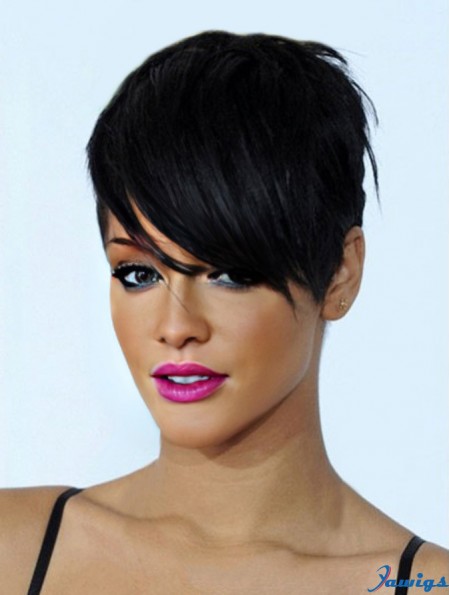 Short Rihanna Wigs Boycuts Cropped Length Black Color