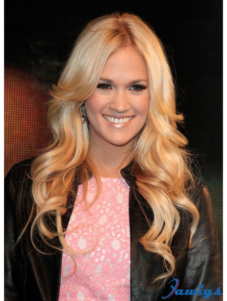 25 inch Capless Synthetic Long Curly Blonde Layered Carrie Underwood Wigs