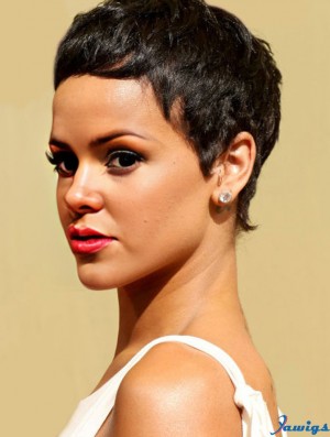 Beautiful Cropped Black Straight Capless Rihanna Wigs