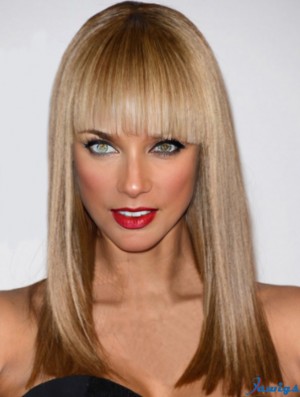 Blonde Straight With Bangs Lace Front 16 inch Natural Tyra Banks Wigs