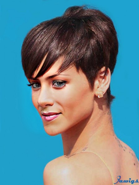 Fashion Cropped Auburn Straight Capless Rihanna Wigs