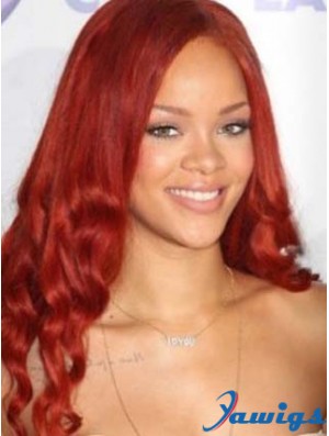 Red Wavy Without Bangs Lace Front 20 inch Top Rihanna Wigs