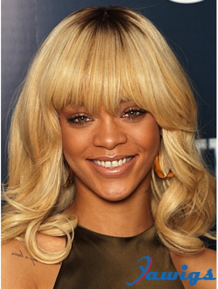 Blonde Wavy With Bangs Lace Front 14 inch Trendy Rihanna Wigs