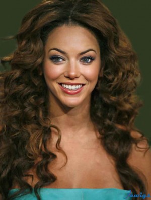 Brown Long Wavy Without Bangs Full Lace 22 inch Beyonce Wigs