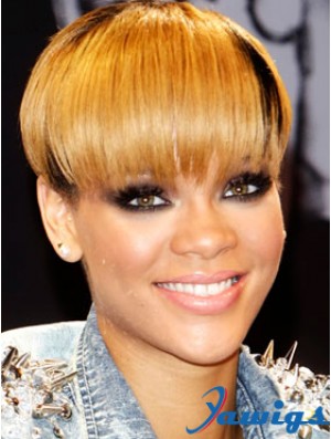 Blonde Straight With Bangs Lace Front 8 inch Fashion Rihanna Wigs