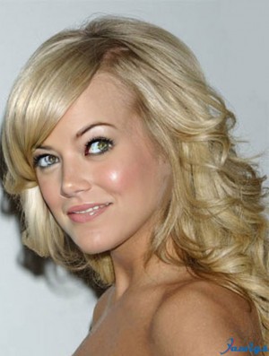 Online Blonde Shoulder Length Wavy 14 inch With Bangs Carrie Underwood Wigs