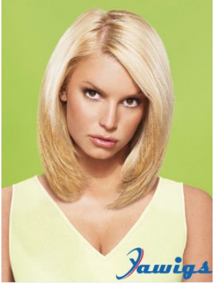 12 inch No-Fuss Blonde Short Straight Layered Jessica Simpson Wigs