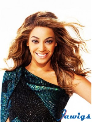 Brown Long Wavy Without Bangs Lace Front 18 inch Beyonce Wigs