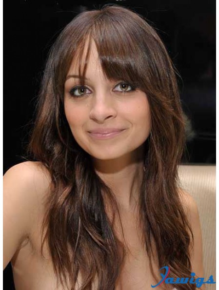 Cheapest Brown Long Wavy 21 inch With Bangs Nicole Richie Wigs