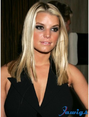 Straight Lace Front Without Bangs Long Blonde Suitable Jessica Simpson Wigs