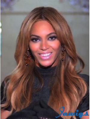 Brown Long Wavy Without Bangs Lace Front 18 inch Beyonce Wigs