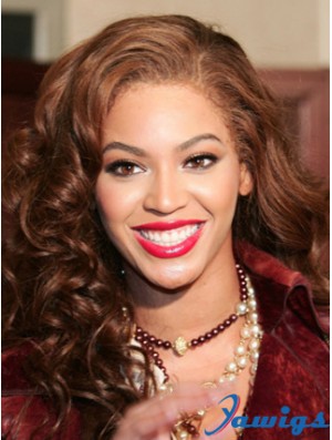 Brown Long Wavy Without Bangs Lace Front 16 inch Beyonce Wigs