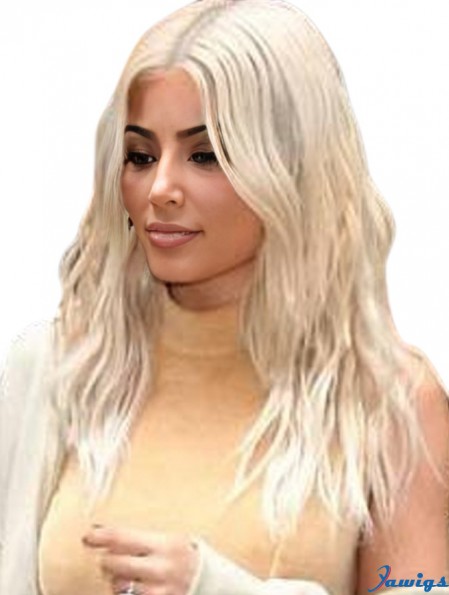 Blonde Long Lace Front 20 inch Wavy Remy Human Hair Kim Kardashian Wigs